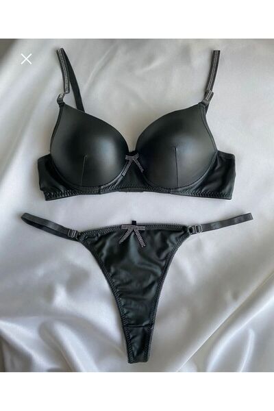 EDEL SECRET Deri görünümlü sütyen takımı