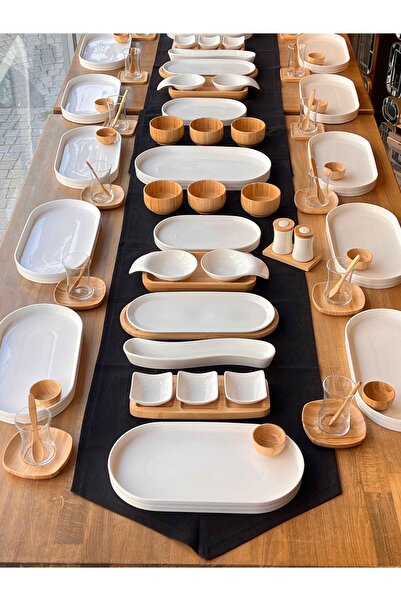 ROSSEV Kahvaltı Takımı Linea Bambu 92 Parça 12 Kişilik