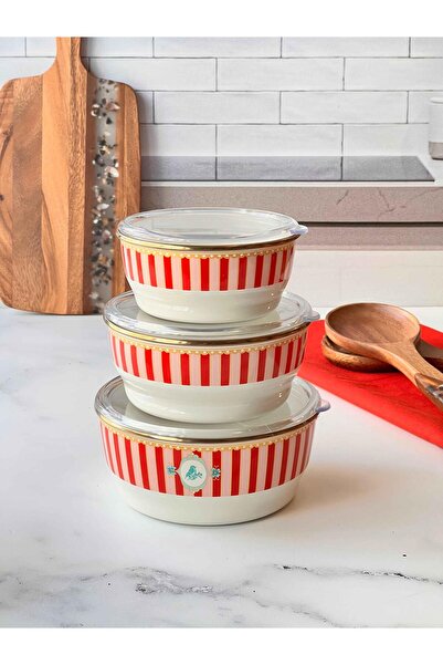 ROSSEV Bellisima Enamel 3-Piece Storage Container with Lid