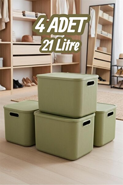 Bayev Colors Yeşil 4 Adet 21 Lt Dolap İçi Düzenleyici Organizer Oyuncak Kutus...
