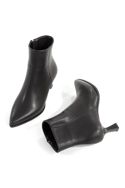 Modabuymus Black Matte Short Goblet Heeled Women's Boots Kurabe