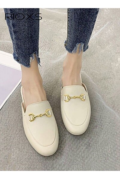 RIOXS صنادل نسائية مسطحة بإبزيم، صنادل مغلقة من الأمام، نعال مريحة أنيقة، صنا...