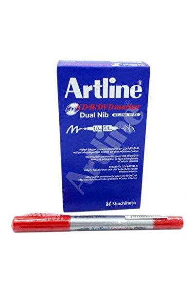 artline 12-Piece Dual Nib CD-R And DVD Marker Set Red/Silver EK-841TRD