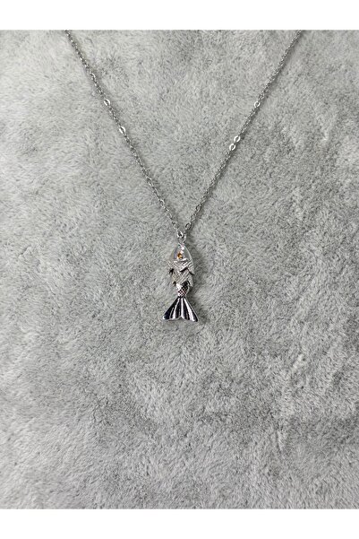 divakse Steel Necklace Zircon Stone Movable Fish Model