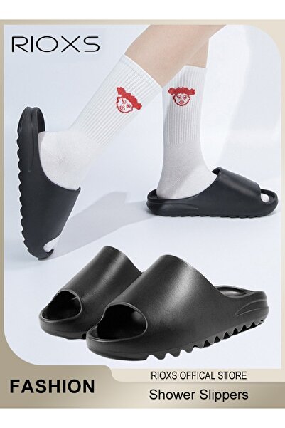 RIOXS Unisex Bath Slippers, Cloud Slides Slippers For Women And Men, Comfy Pillow Slippers, Soft EVA Open