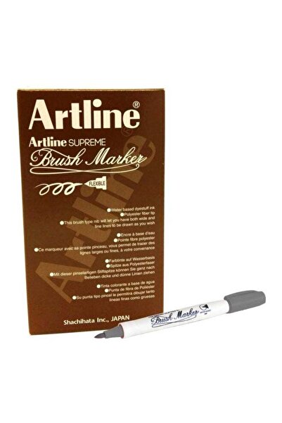 artline 12-Piece Supreme Brush Marker Grey/White EPF-FGY