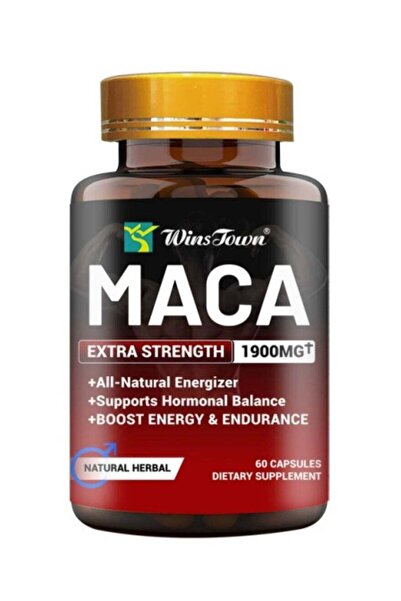 Wins Town كبسولات مسحوق جذور الماكا 1900 ملغ، مكمل غذائي يحتوي على مستخلص جذو...