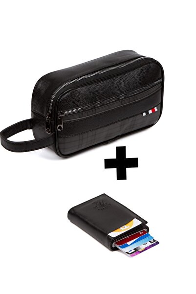 Newish Polo Men's Mechanized Card Holder Wallet and Portfolio Clutch Casual Handbag - Black