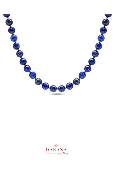 DAKANA JEWELLERY Certified Lapis Lazuli Stone 6 mm Macrame Necklace