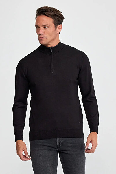 Wellalux Erkek Dik Yaka Fermuarlı Kazak