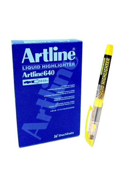 artline مجموعة من 12 قلم تظليل سائل فلورسنت أصفر EK-640F.YW