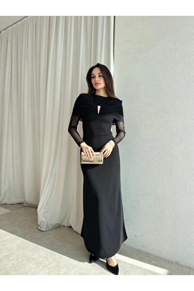 MOVELLA FASHİON Gold Buckle Vatali Maxi Size New Season Norall Dress