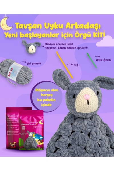 Bravo Easy Amigurumi Kit Кролик Бані Простий покроковий відеоурок для початківців Набір для в'язання амігурумі