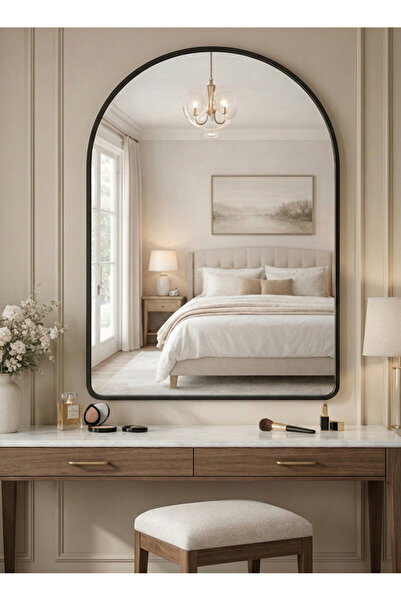 Taimi Elegant DesignMirror 90X70cm-Makeup Mirror with Black Metal Frame for d...