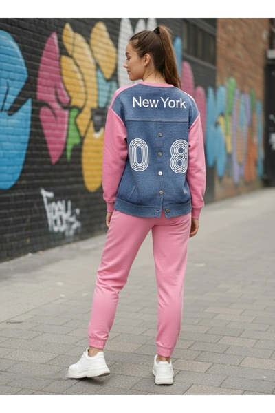 Pelin Jeans سترة نسائية كبيرة الحجم من الصوف (مع تفاصيل الدنيم)