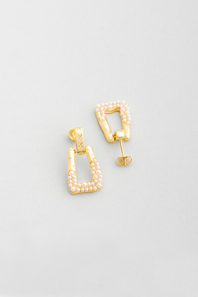 So CHIC... İnci Dokunuşu 18 Ayar Sarı Altın Kaplama Gümüş Küpe