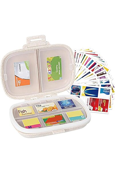 Arabest منظم حبوب سفر مقاوم للرطوبة مع 147 قطعة من الملصقات، علبة تخزين حبوب ...