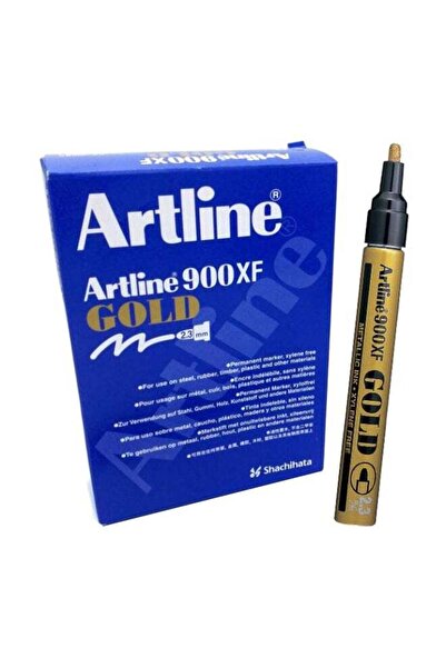 artline مجموعة أقلام تحديد دائمة ذهبية اللون مكونة من 12 قطعة EK-900G