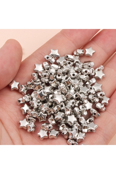 FlowerAksesuar 100 Adet - Yıldız Ara Boncuk, Bileklik Ara Boncuk, Takı Boncuğ...