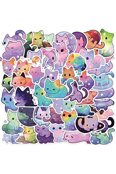 Arabest Cartoon Starry Sky Cat Stickers,Travel Suitcases, Cute Aesthetic Cat ...