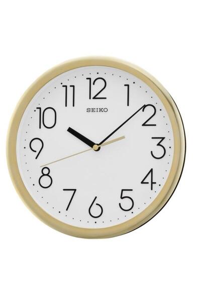 Seiko ساعة حائط QXA582G بهيكل بلاستيكي ذهبي اللون وآلية كوارتز