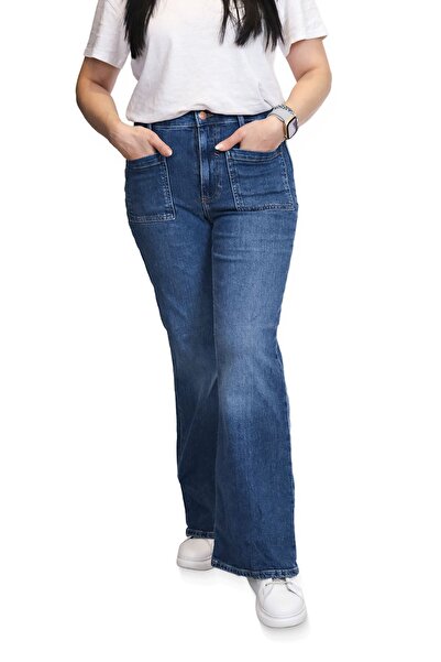 Blues Outlet Women's Patch Pocketed İ Flared Ean Pants-Dark Blue