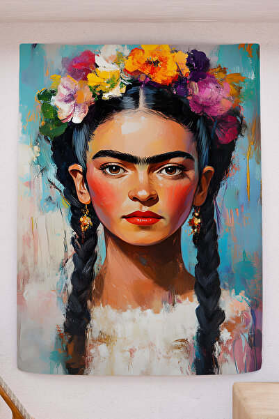 FG Store Frida Kahlo Ressam Temalı Dijital Baskılı Duvar Örtüsü Duvar Halısı