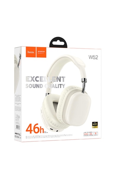 hoco. Casti Wireless, OverEar, BT 5.4, 400mAh, Gaming, 46h, Card TF, Alb/Lăptos