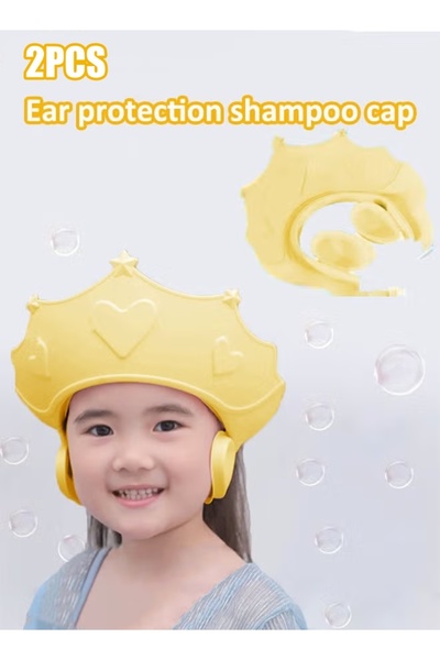 Generic 2Pcs Baby Shower Caps Shield Adjustable Silicone Shampoo Hat for Eye and Ear Protection