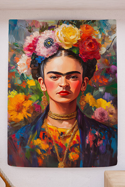 FG Store Frida Kahlo Ressam Temalı Dijital Baskılı Duvar Örtüsü Duvar Halısı