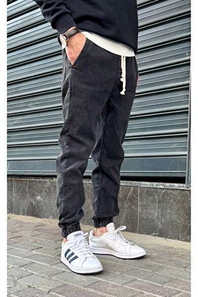 Osyday Men's Elastic Waist and Cuffs, Lace-Up, Jogger Pants, Stretch Fabric, New Season Smoked Anthracite