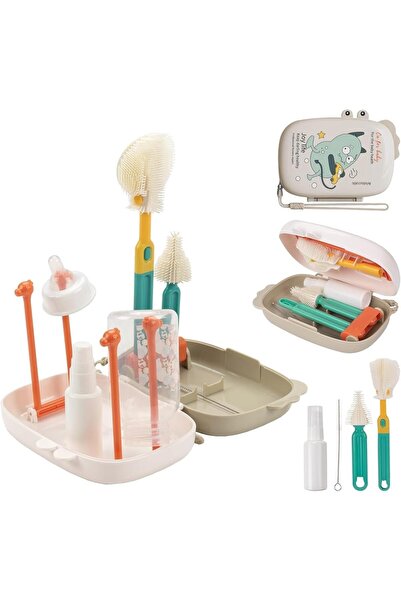 Arabest طقم تنظيف زجاجات الرضاعة للسفر، للتنظيف والتخزين أثناء التنقل