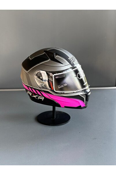 rxr Helmets JK-908 Güneş Vizörlü Çene Açılır Kask (GREY/FUCHSIA X2)
