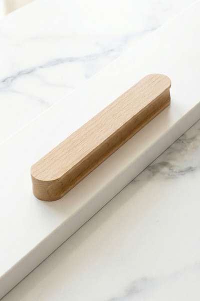 merbiles Masif Ahşap Mobilya Kulpu 9,6 cm (96 mm) Çekmece Kulpu Modern Dolap Kolu Mobilya Kulp Natürel