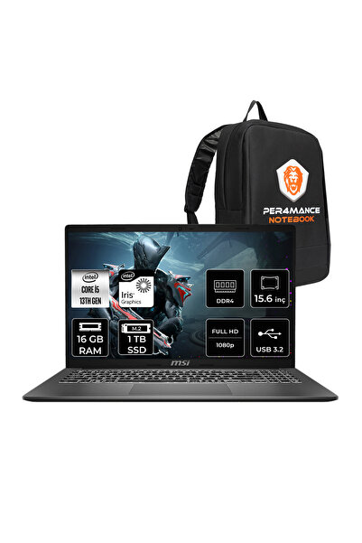 MSI Modern 15 i5-1334U 16GB 1TB SSD 15.6" FHD 60Hz FDOS Taşınabilir Bilgisaya...