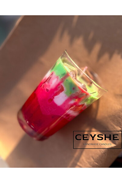 CeyShe Strawberry Matcha Latte Soyawax Çilek Kokulu Mum Yılbaşı Hediyesi