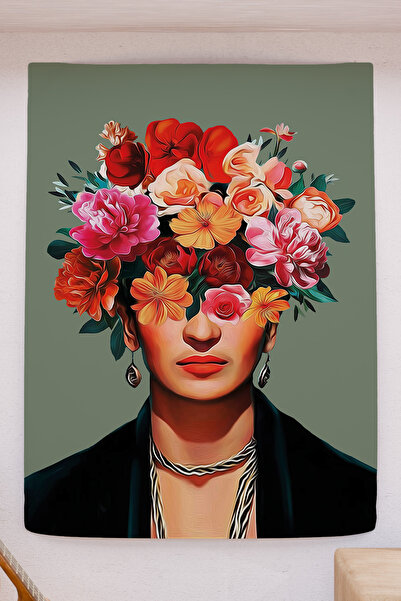 FG Store Frida Kahlo Ressam Temalı Dijital Baskılı Duvar Örtüsü Duvar Halısı