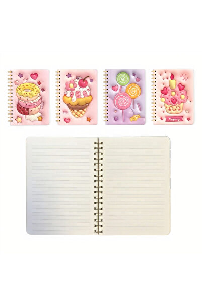 JML1 Caiet spiralat 21x14cm, dictare cu copertă 3D, diverse modele cu dulciuri și deserturi, en-gros