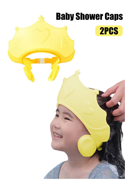 Generic قطعتان من أغطية استحمام الأطفال لحماية الأذنين، غطاء شامبو قابل للتعديل للأطفال من عمر 0-3 سنوات