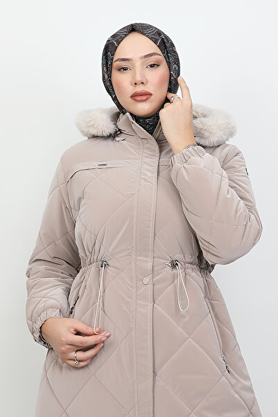 Lamia Giyim Henna Kapitone Mont Krem