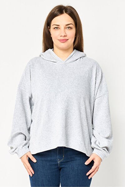 aerie Women Corduroy Long Sleeve Hoodie, Light Grey