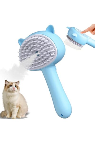 Arabest فرشاة تنظيف الحيوانات الأليفة، مشط سيليكون للحيوانات الأليفة، مشط محم...