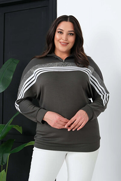 aytemas Striped Stone Printed Sweatshirt