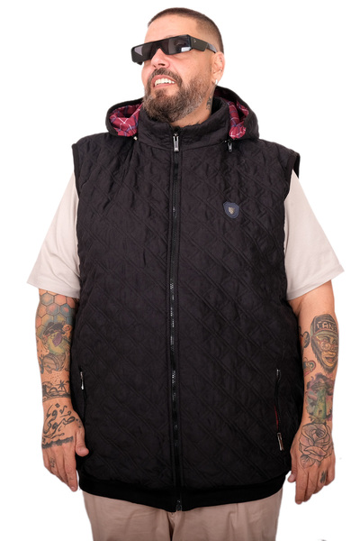 ModeXL Mode XL Large Size Quilted Vest U25719 Navy Blue Antique