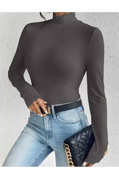 Pupa Women's Long Sleeve Turtleneck Stretch Fabric Combed Cotton Body Blouse