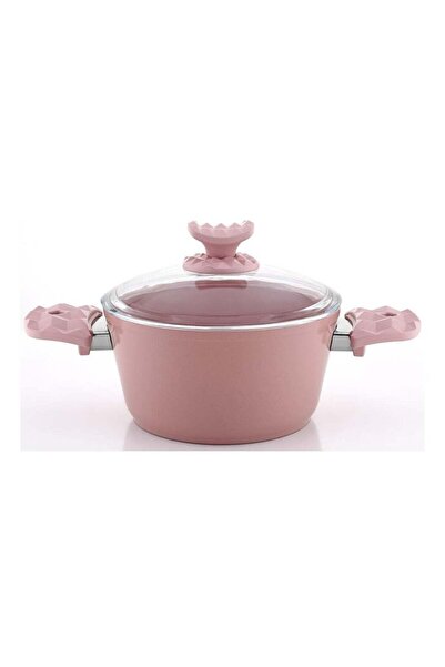 AVCI HOME MAKER Hella Ceramic Non-Stick Surface Casserole - 30cm - Tempered Glass Lid - PFOA Free - Pink