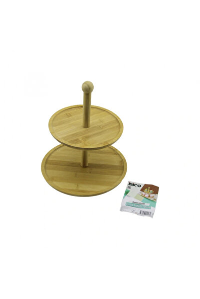 Go İthalat لوح تقديم خشبي دائري من طبقتين - من الخيزران، قطر: 20 سم -- قطر: 2...