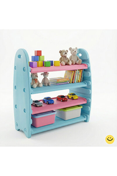 MUPARK 4 Katlı Çocuk Oyuncak ve Kitap Rafı Çok Amaçlı Düzenleyici Kreş Anaoku...