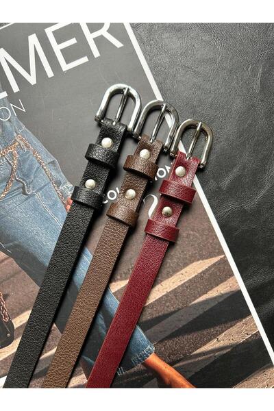 LİA KEMER 3-Piece Classic Thin Buckle Belt Waist Belt Coat Belt Dress Belt Trouser Belt