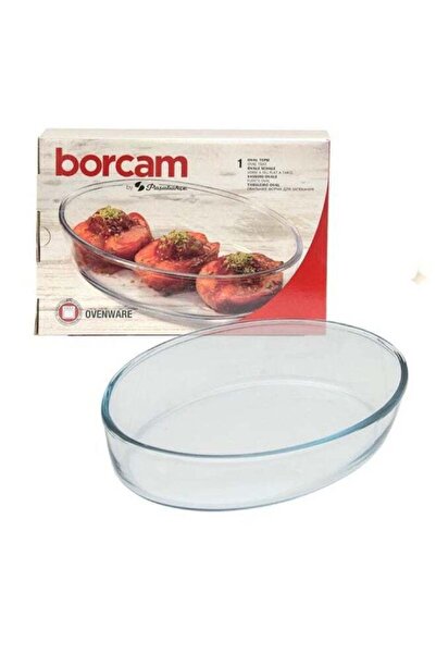 Borcam By Pasabahce صينية باشاباشي بورجام بيضاوية 1550 سم مكعب - طبق خبز آمن للاستخدام في الفرن